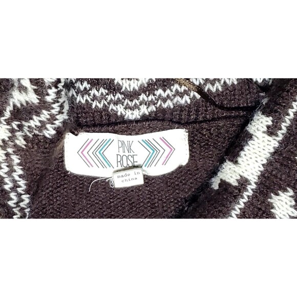 Pink Rose 3X Brown Sweater Dress – Fair Isle Cowl & Cuffs – Plus Size Cozy Knit - Picture 7 of 16